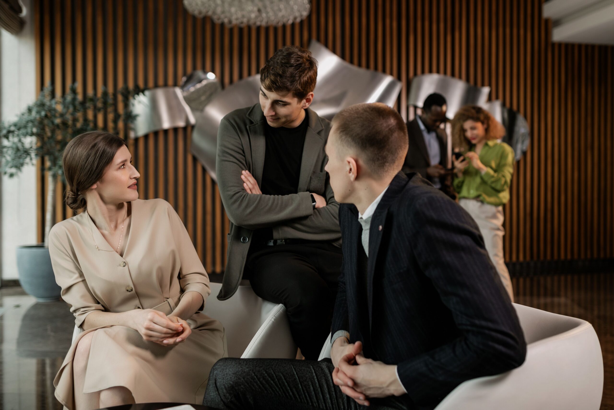 Group of professionals having a discussion.